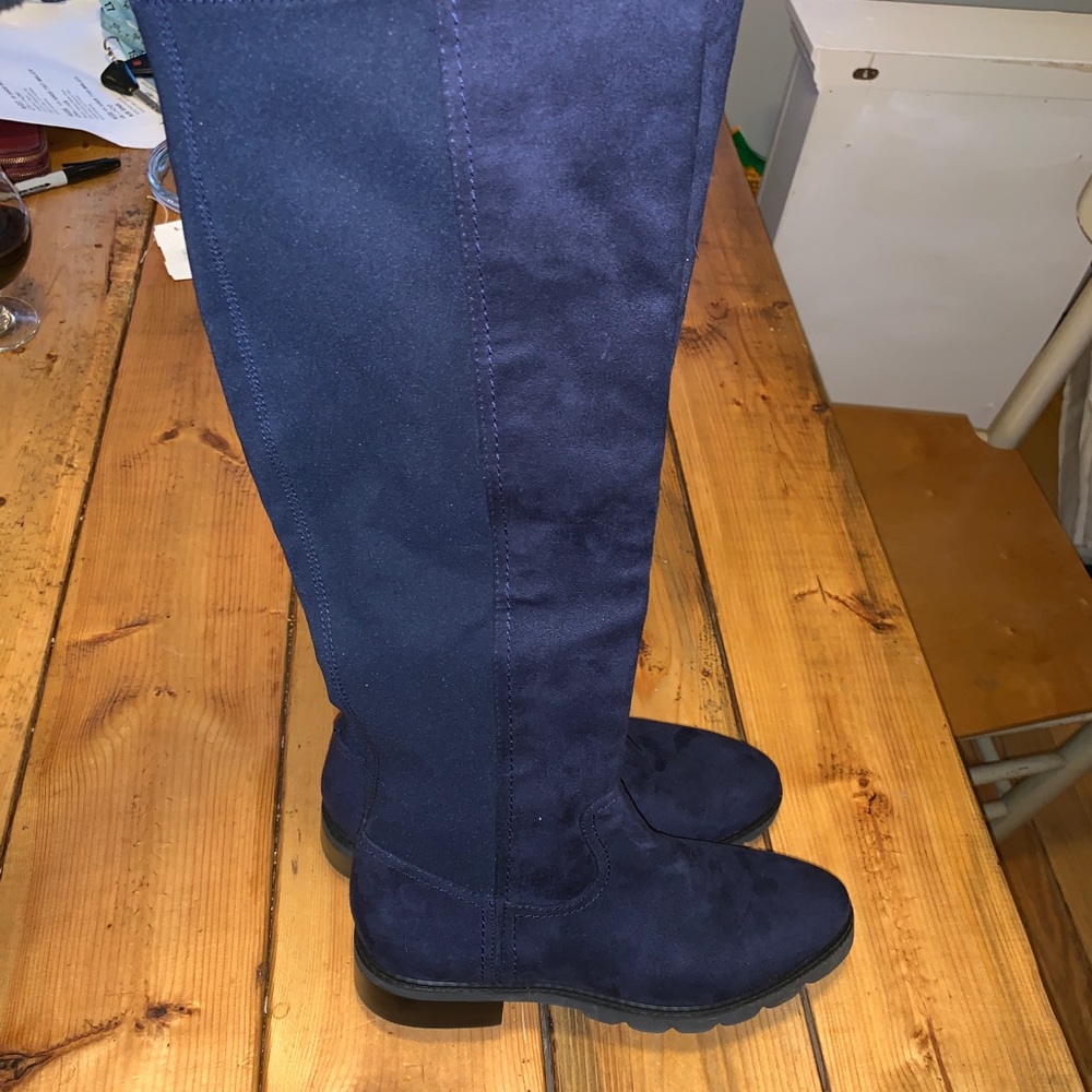 Marc Fisher navy knee high suede boot